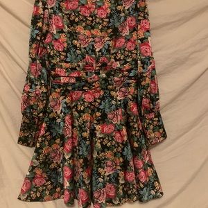 ✨💥⚡️ Ways Dress Multicolor Black Pink Floral Button Cuff Sleeve Size S NWOT